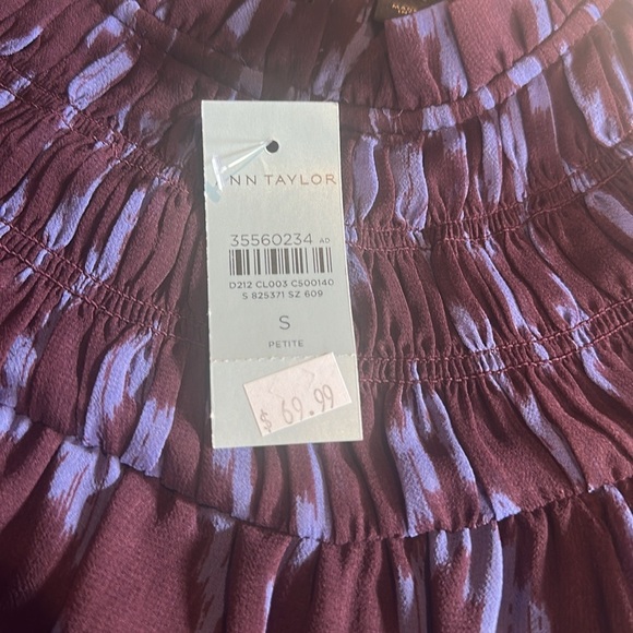 NWT Ann Taylor petite Stylish Purple & blueish Zigzag Women's Top elbow length - Picture 7 of 11